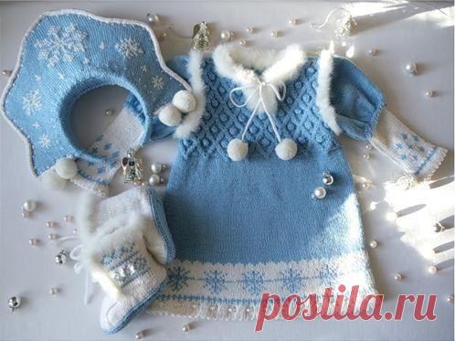 Вяжем спицами костюм для Снегурочки | HandMade
