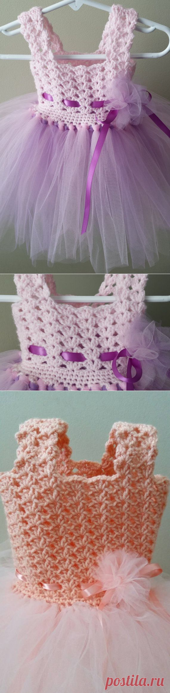 Crochet/Tulle baby dress от DeesCrochetEnvy на Etsy