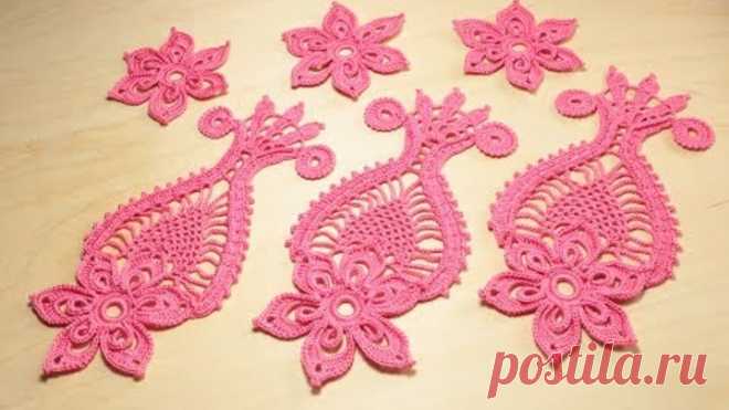 Урок вязания крючком ажурного мотива ЦВЕТОК С АНАНАСОМ crochet irish lace