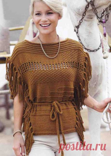 Туника c кистями &quot;Смесь узоров&quot; спицами из Online Stricktrends.