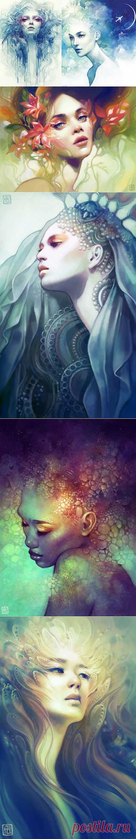 Сказочные женские портреты от художницы Anna Dittmann .