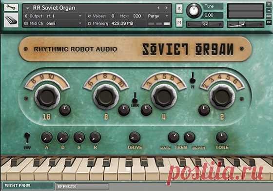 Rhythmic Robot Soviet Organ KONTAKT  | 431 MB
Unique sound sampled from a vintage Soviet Russian organ: borked, damaged and dangerous!

Body Speaker for full-range warmth, blendable broken Flight Case Speakers to add extra gritty nastiness

Download at:

https://audioclub.store/uncategorized/rhythmic-robot-soviet-organ-kontakt/