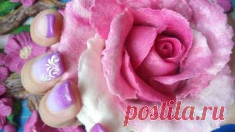 Большая двухцветная роза из солёного теста. Modeling a rose from a salted dough. Подробный пошаговый видео мастер-класс по лепке большой двухцветной розы из соленого теста. Modeling a rose from a salted dough.