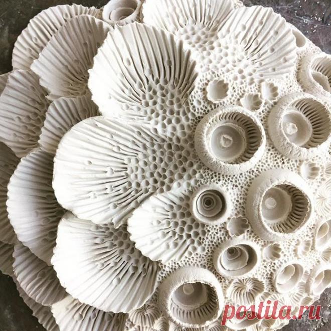 *sold* I made a couple of wall pieces yesterday. #reef #coralreef #sculpture #porcelain #clay #ceramic #texture #coral #ocean #sculpture…