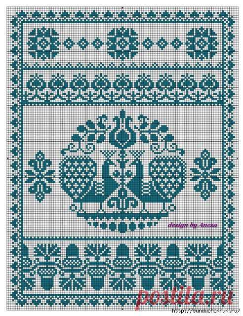 Оберег для молодой семьи. Вышивка крестом. Схема.