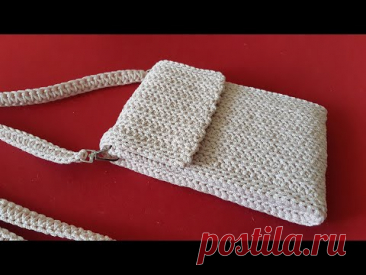 Сумка для телефона крючком. Crochet phone bag.