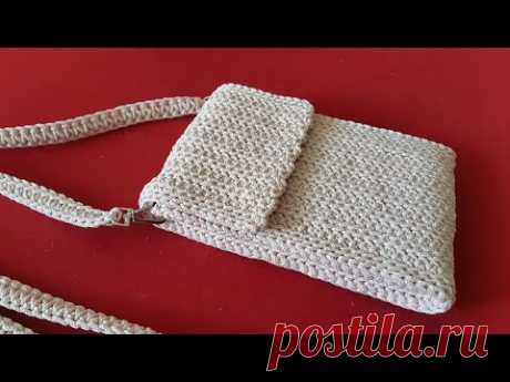 Сумка для телефона крючком. Crochet phone bag.