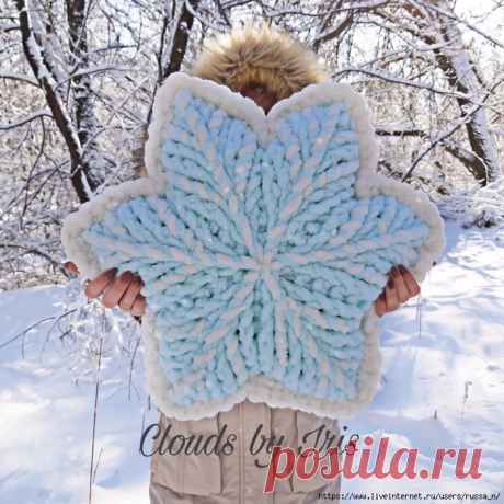 Мастер - класс " Подушка - Снежинка" из Alize Puffy