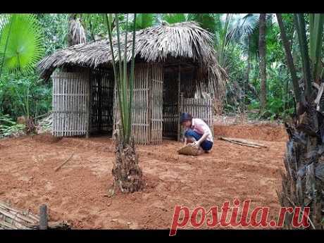 Primitive Technology: Make bamboo tents and create a yard - full video (Primitive-Hut)