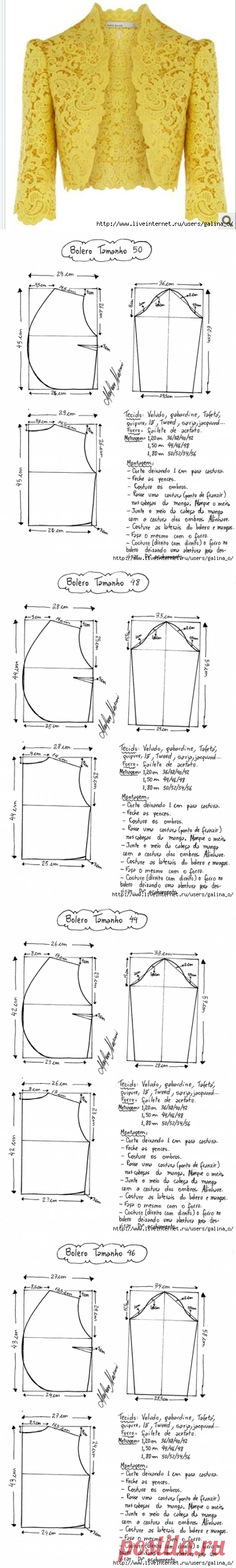 Выкройки болеро