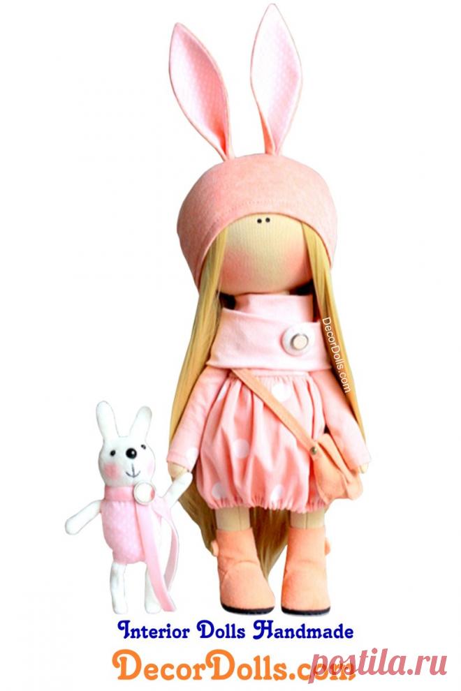 Rabbit Doll Handmade, Bambole Puppen Doll, Tilda Soft Doll, Cloth Textile Doll, Rag Fabric Doll by Olga P Hello, dear visitors!This is unique handmade cloth doll created by master Olga Ponomareva (Kazan, Russia). Doll is made BY ORDER. Order production time is 14 - 21 days. FREE SHIPPING TO ANY COUNTRYDoll is 30 cm (11.8 inch) tall and made of BEST quality materials.You can order almost any changes in this doll: - hair sty