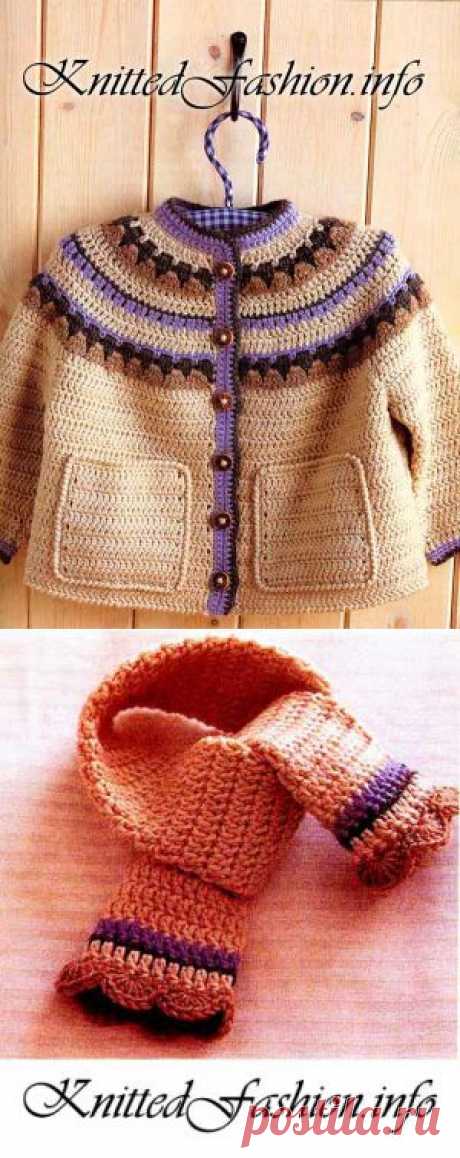 Жакет с круглой кокеткой малышке - KnittedFashion.info - Модное Вязание
