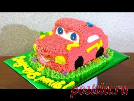 3 д Торт машинка Тачка Молния Маквин Как украсить торт кремом Cake Machine Car Lightning McVean