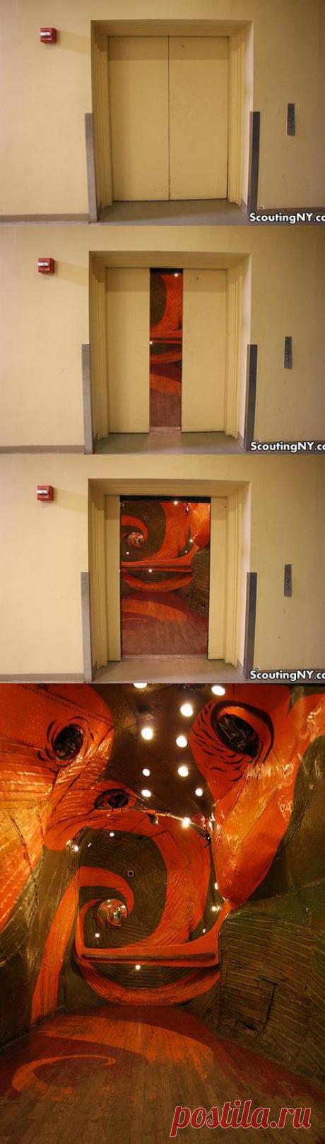 Wooow - Эффект! в одном из самых обычных Нью-Йоркских лифтов, самой обычной многоэтажки. Да, это не призыв к действию.