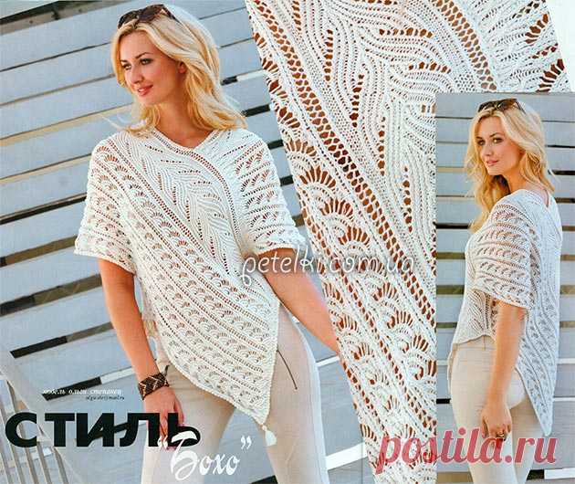 Ажурное пончо спицами | Пряжа Кауни, Дундага, Лимбажу в наличии.