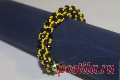 Купить Браслет ручной работы в стиле турецкого жгута - комбинированный, серебристый, желто-черный