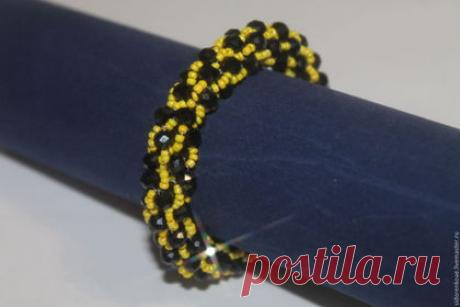 Купить Браслет ручной работы в стиле турецкого жгута - комбинированный, серебристый, желто-черный