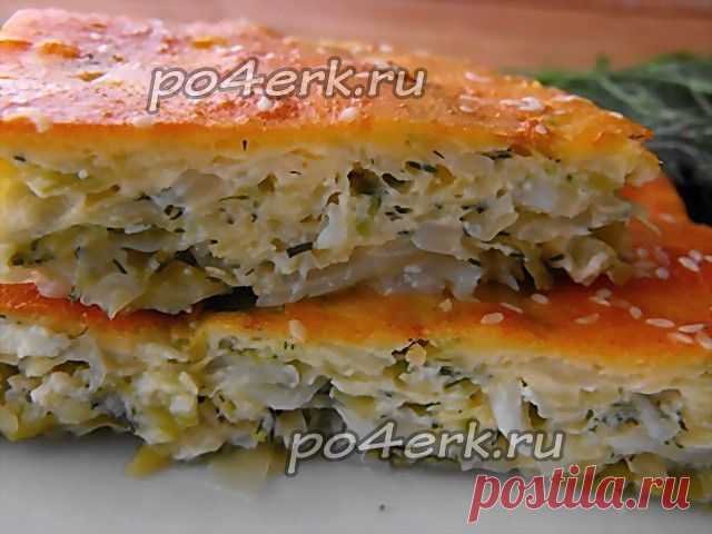 Вкусный пирог с курицей и капустой