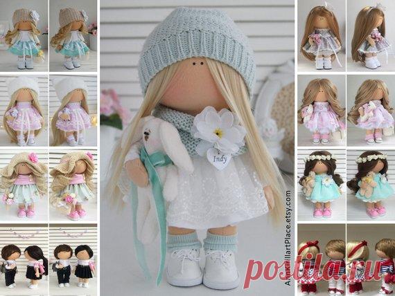 Baby Room Art Doll, Collectable Rag Doll, Nursery Decor Idea, Textile Tilda Doll, Unique Girl Gift, Green Custom Doll by Maria L Hello, dear visitors!  This is handmade textile doll created by Master Maria L (Kazan, Russia). Doll can be made by Order. Doll is 25 cm (9.8 inch) tall.  All dolls on the photo are made by master Maria L. You can see all dolls by Maria L by search in our shop: