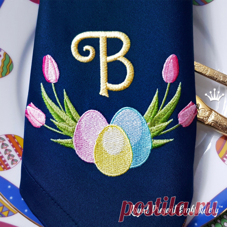 Дизайн машинной вышивки пасхальная рамка для монограммы - 4 размера