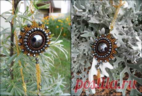 Кулон &quot;Солнечный гематит&quot; | biser.info - всё о бисере и бисерном творчестве