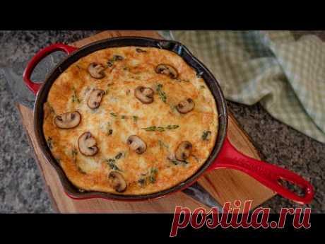 Очень вкусно на завтрак! ФРИТАТА | ленивый киш или омлет с грибами и шпинатом | простой рецепт