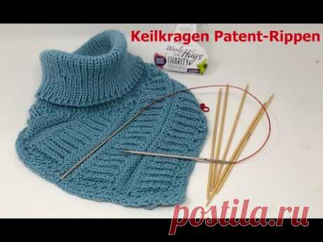 Keilkragen Patent-Rippen stricken - Woolly Hugs CHARITY