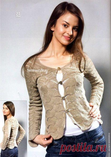 Жакет песочного цвета связанный спицами / Рукоделие / Домоводство / Женские секреты / Женский стиль