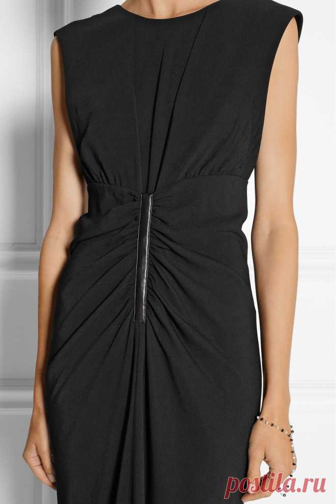 Reed Krakoff | Leather-trimmed stretch-crepe gown | NET-A-PORTER.COM