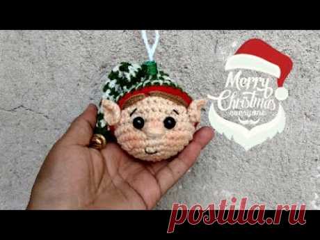 Esferas navideñas a crochet amigurumi cabeza base duende y campana
