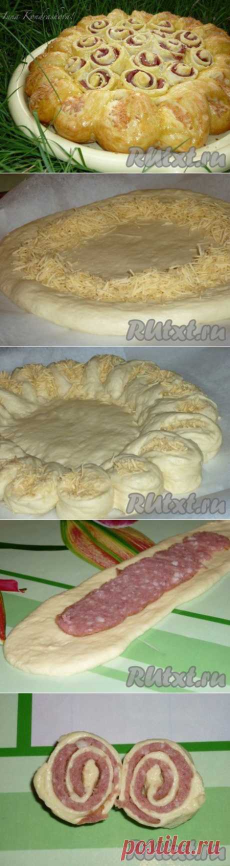 Пирог с колбасой и сыром | Домашняя выпечка