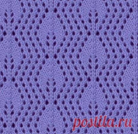 Воздушный ажурный узор спицами с листьями | Ажурные Узоры