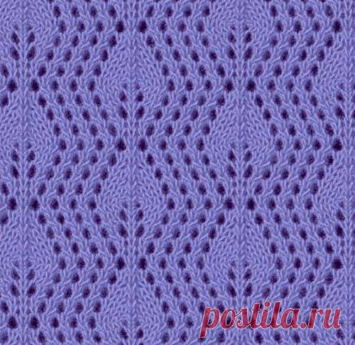 Воздушный ажурный узор спицами с листьями | Ажурные Узоры