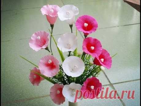 morning glory flower with crepe paper - YouTube