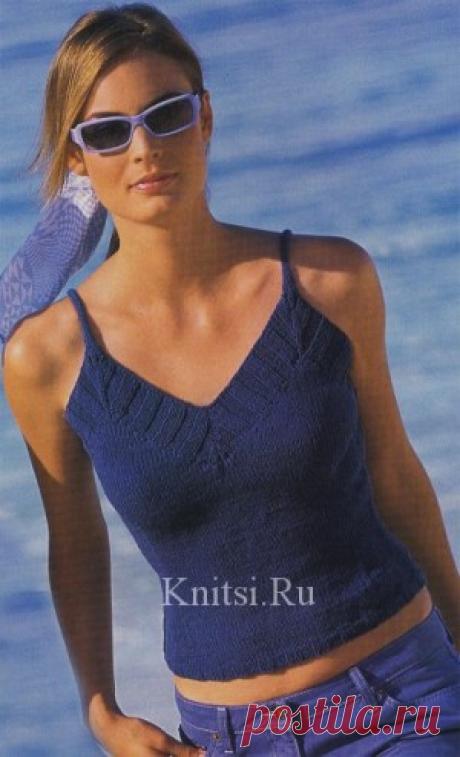 Синий топ. Вязание для женщин / Топы / Спицами