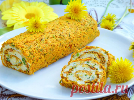 Морковный рулет с сырной начинкой - пошаговый рецепт с фото - морковный рулет с сырной начинкой - как готовить: ингредиенты, состав, время приготовления - Леди Mail.Ru
