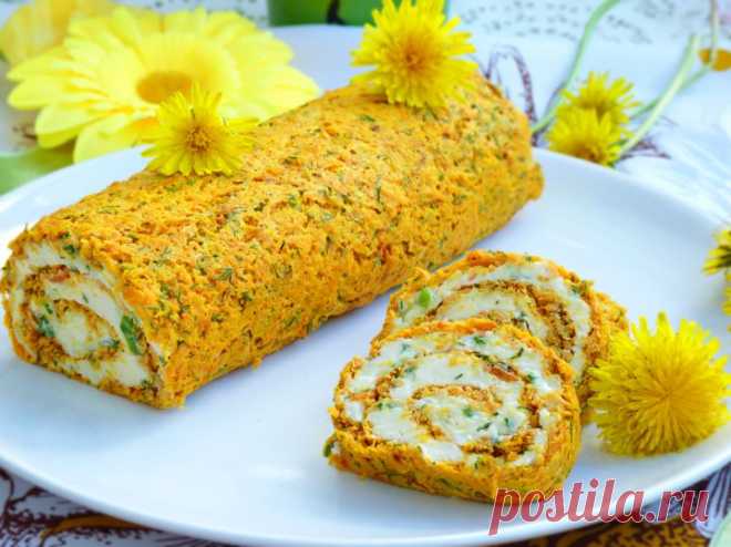 Морковный рулет с сырной начинкой - пошаговый рецепт с фото - морковный рулет с сырной начинкой - как готовить: ингредиенты, состав, время приготовления - Леди Mail.Ru