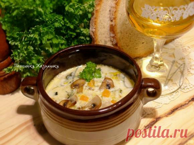 Сырный суп с курицей и грибами - Перчинка хозяюшка