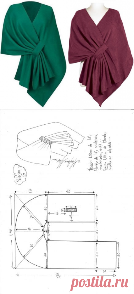 Pelerine estola – DIY – molde, corte e costura – Marlene Mukai