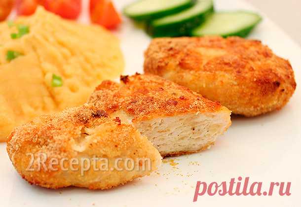 Котлеты куриные с сыром, запеченные в духовке Рецепт куриных котлет с сыром очень простой и не занимает много времени. На гарнир прекрасно подойдет картофельное пюре, рис или макароны...
