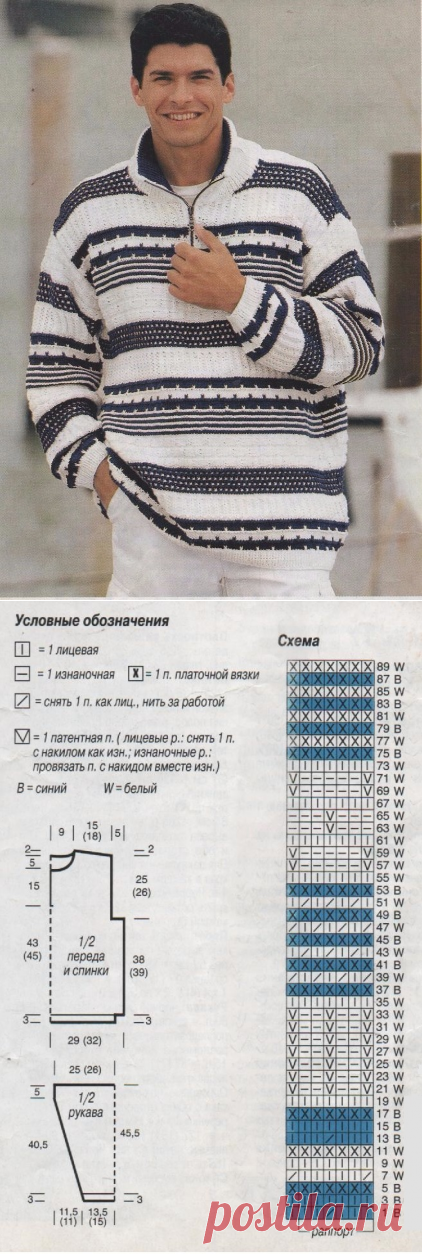 Пуловер на молнии | Вязание для мужчин. Пуловер на молнии