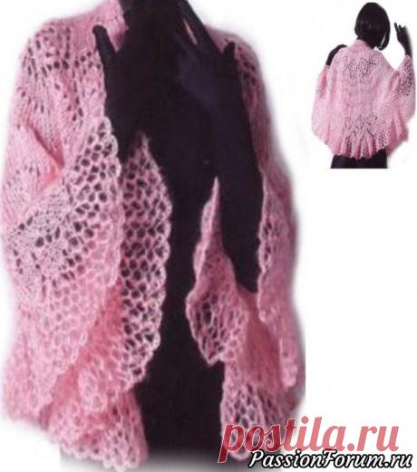 Замечательная тонкая ажурная накидка спицами | Вязание для женщин спицами. Схемы вязания спицами