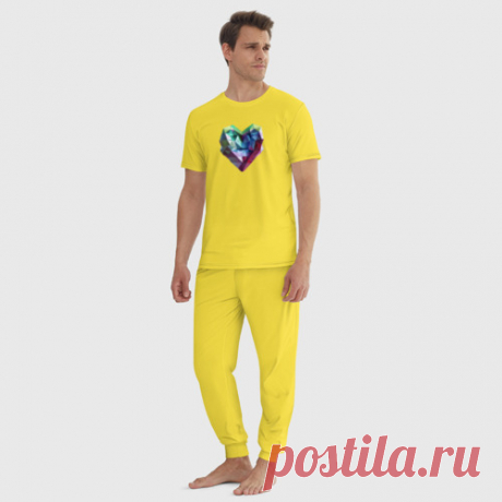 Мужская пижама хлопок Геометрическое полигональное сердце - купить по цене 2785 руб в интернет-магазине Всемайки, арт 3643527
