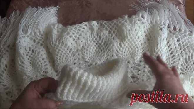 Белое пончо с ананасами . Часть 1