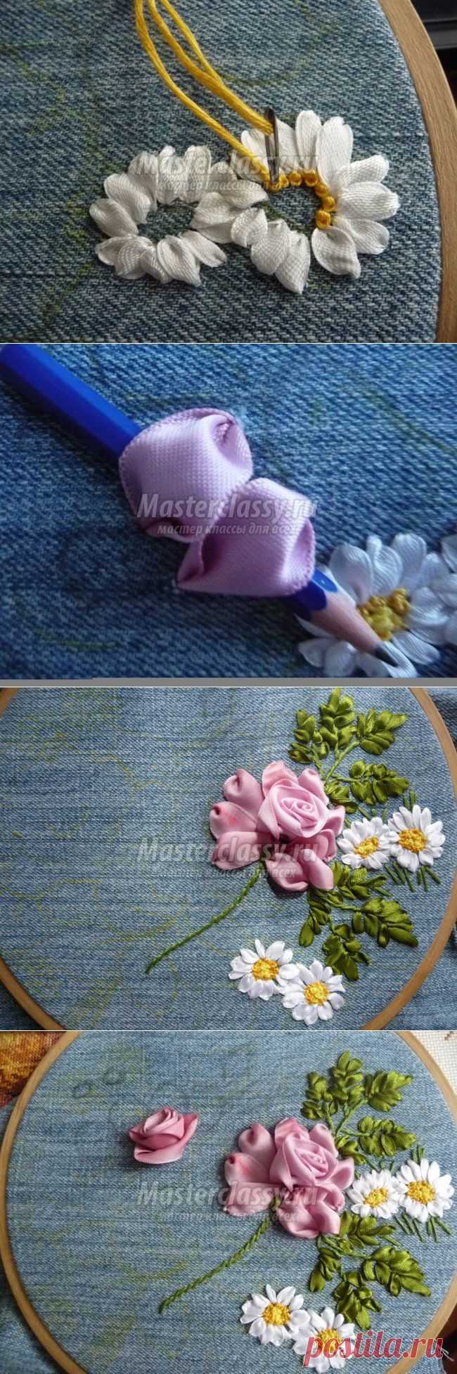 Вышивка лентами картины. Цветочное счастье. Мастер-класс с пошаговыми фото