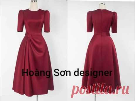 dạy cắt may cơ bản:hướng dẫn cách cắt đầm xếp ly có bèo ống|Hoàng Sơn designer, đầm xếp ly