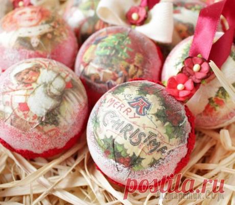 Идеи декупажа елочных шаров своими руками