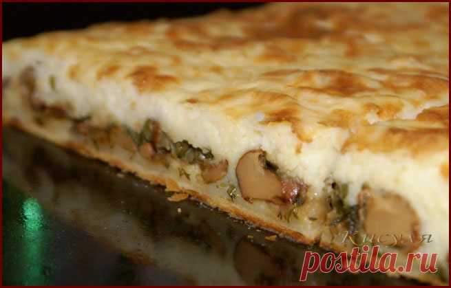 Слоёный пирог с грибами и картофелем