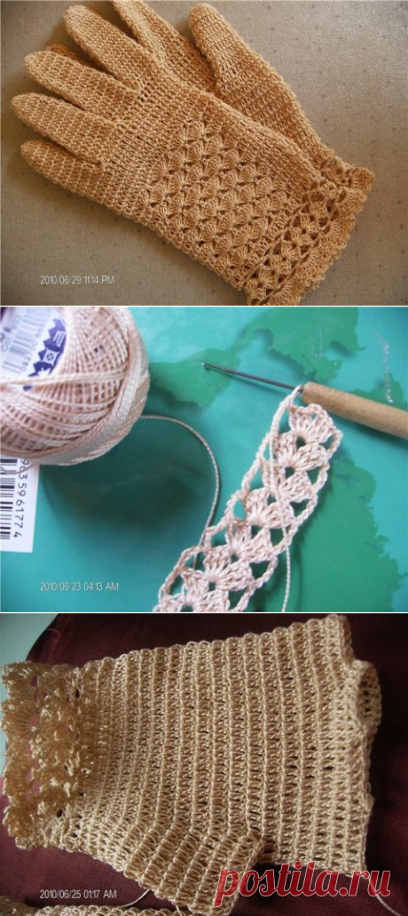 Ажурные перчатки крючком, мастер — класс!