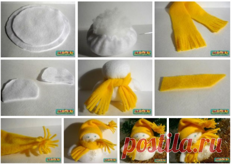 Ёлочные игрушки своими руками. Снеговик. Мастер класс